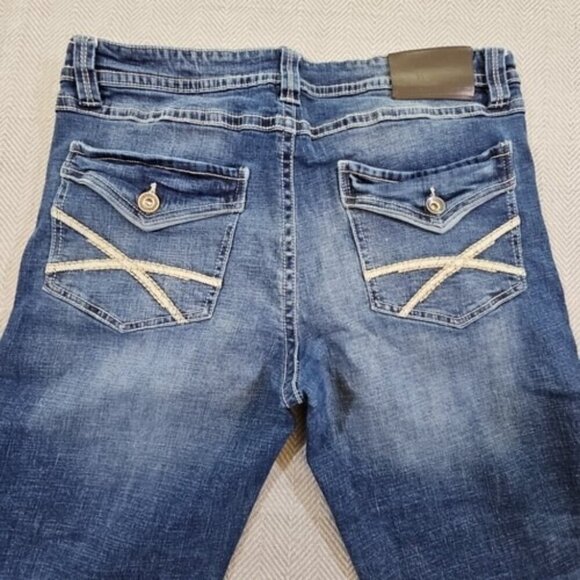 TK Axel Jeans Men's 36W 32L Slim Boot Cut Dark Wash Denim Pants Flap Pockets Y2K - Picture 3 of 13